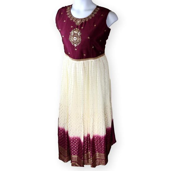 Chidithur Wine Purple Cream Girls Maxi Dress XXL NWT - Picture 1 of 10